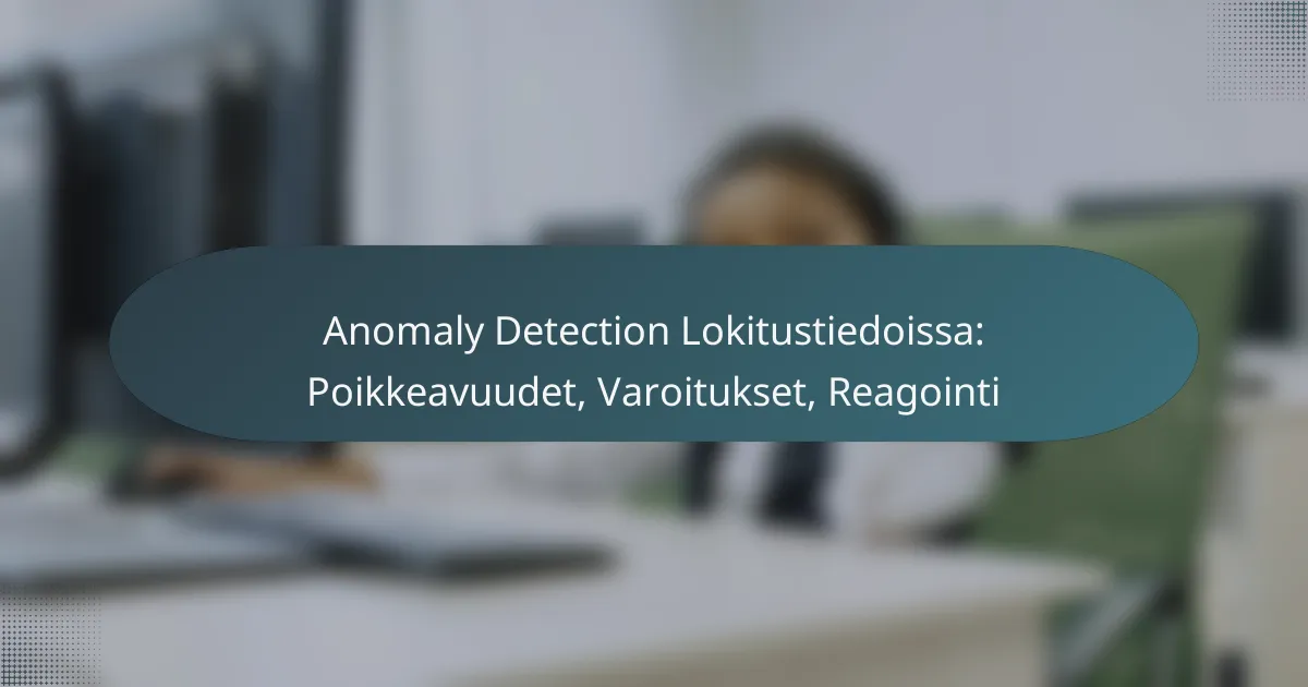 Anomaly Detection Lokitustiedoissa: Poikkeavuudet, Varoitukset, Reagointi