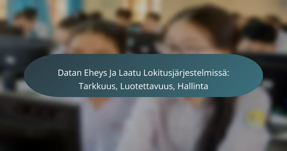 Datan Eheys Ja Laatu Lokitusjärjestelmissä: Tarkkuus, Luotettavuus, Hallinta