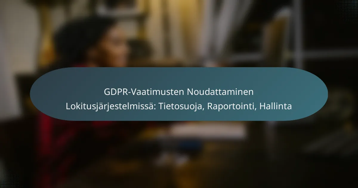 GDPR-Vaatimusten Noudattaminen Lokitusjärjestelmissä: Tietosuoja, Raportointi, Hallinta