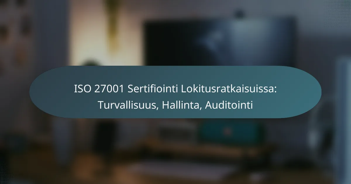 ISO 27001 Sertifiointi Lokitusratkaisuissa: Turvallisuus, Hallinta, Auditointi