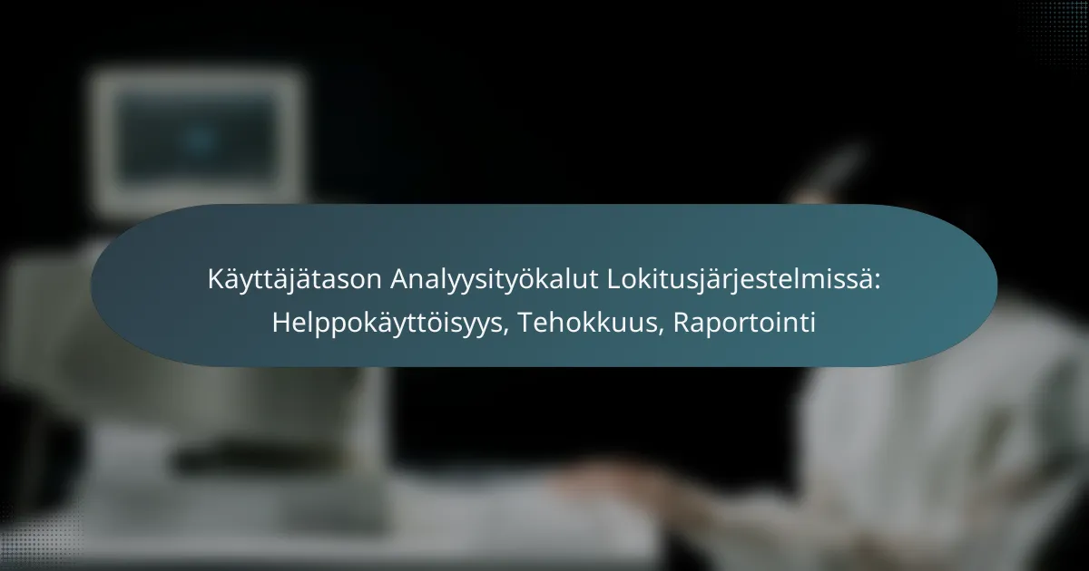 Käyttäjätason Analyysityökalut Lokitusjärjestelmissä: Helppokäyttöisyys, Tehokkuus, Raportointi