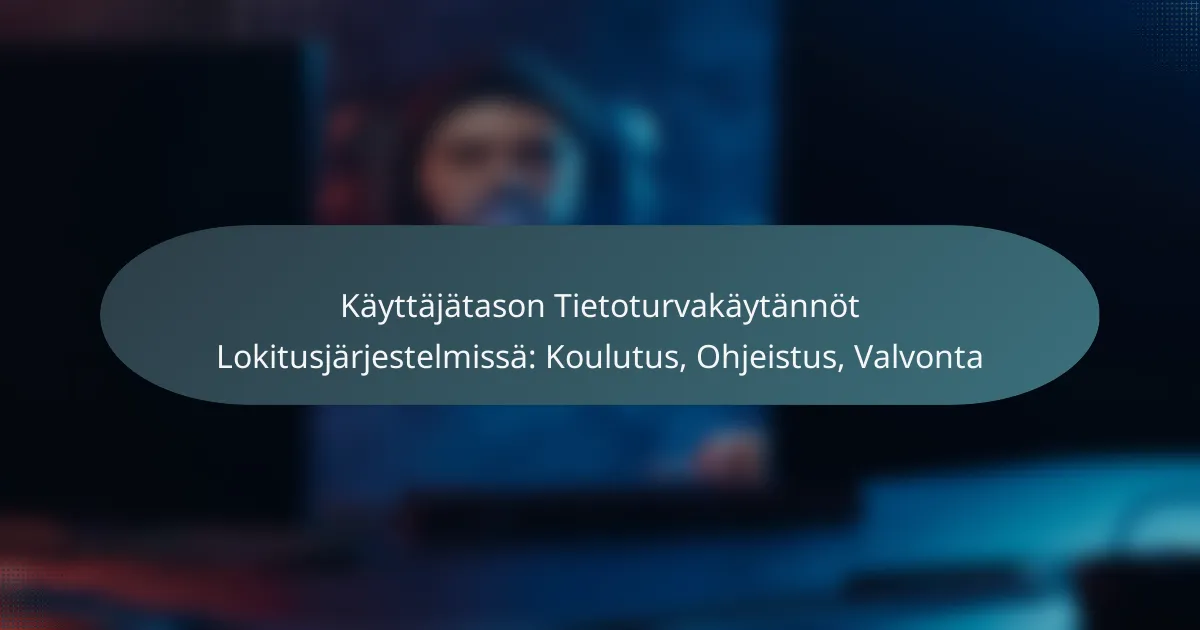 Käyttäjätason Tietoturvakäytännöt Lokitusjärjestelmissä: Koulutus, Ohjeistus, Valvonta