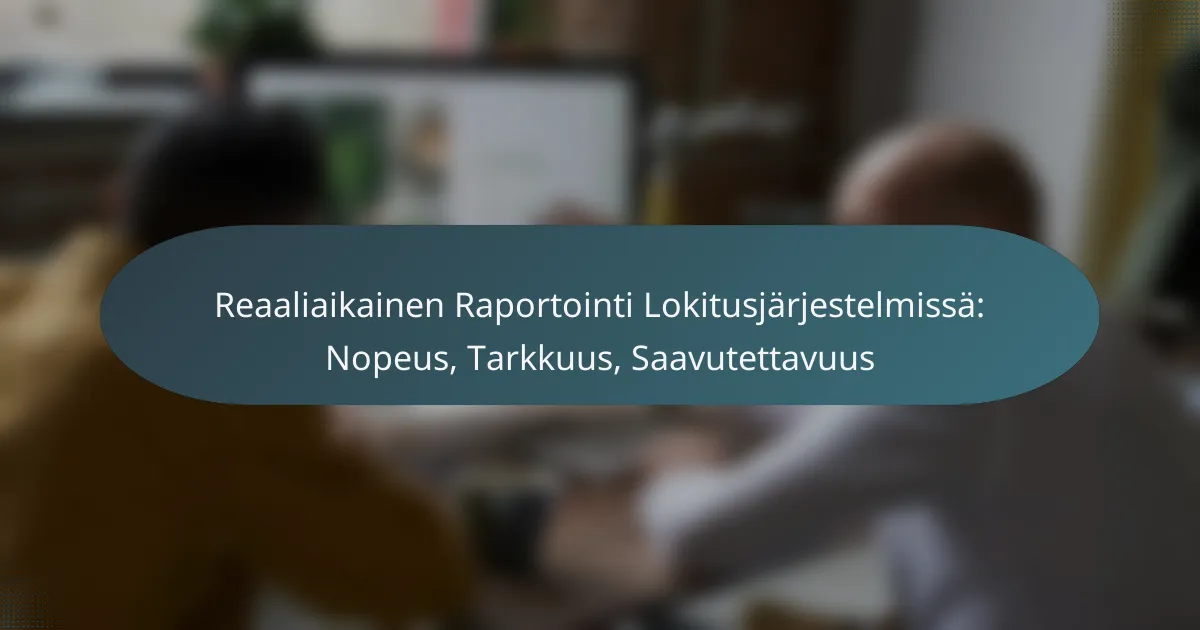 Reaaliaikainen Raportointi Lokitusjärjestelmissä: Nopeus, Tarkkuus, Saavutettavuus