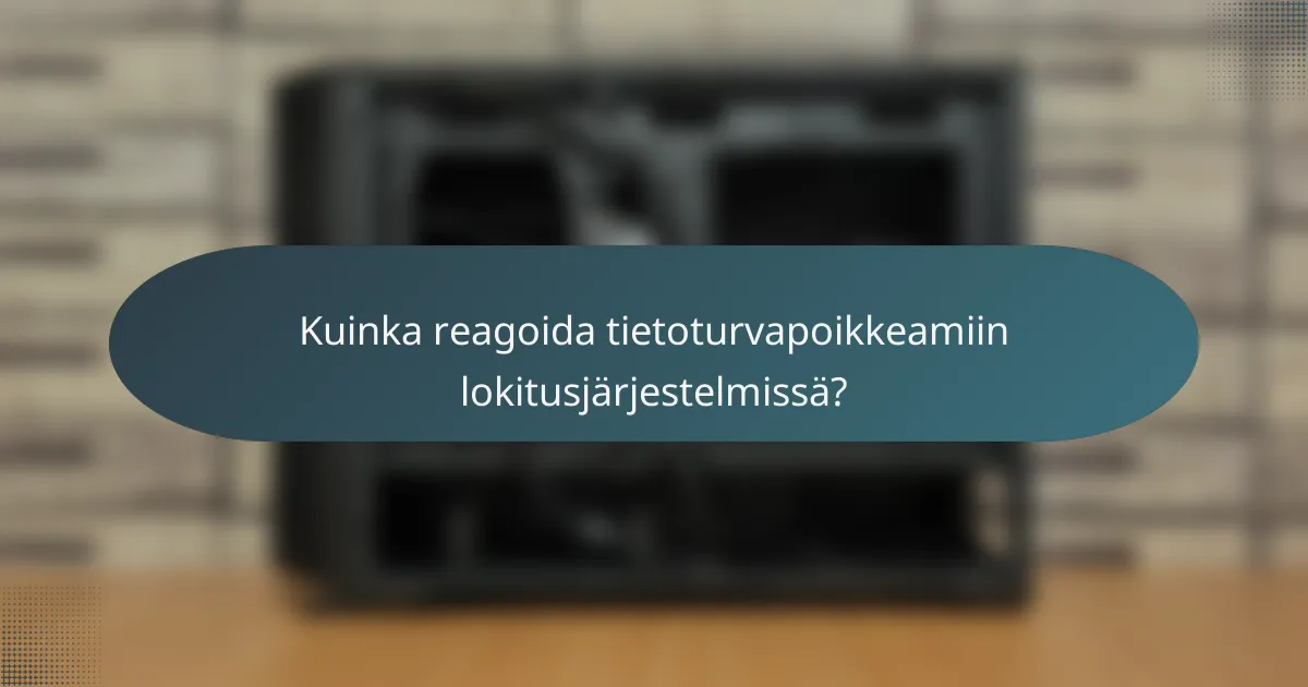 Kuinka reagoida tietoturvapoikkeamiin lokitusjärjestelmissä?