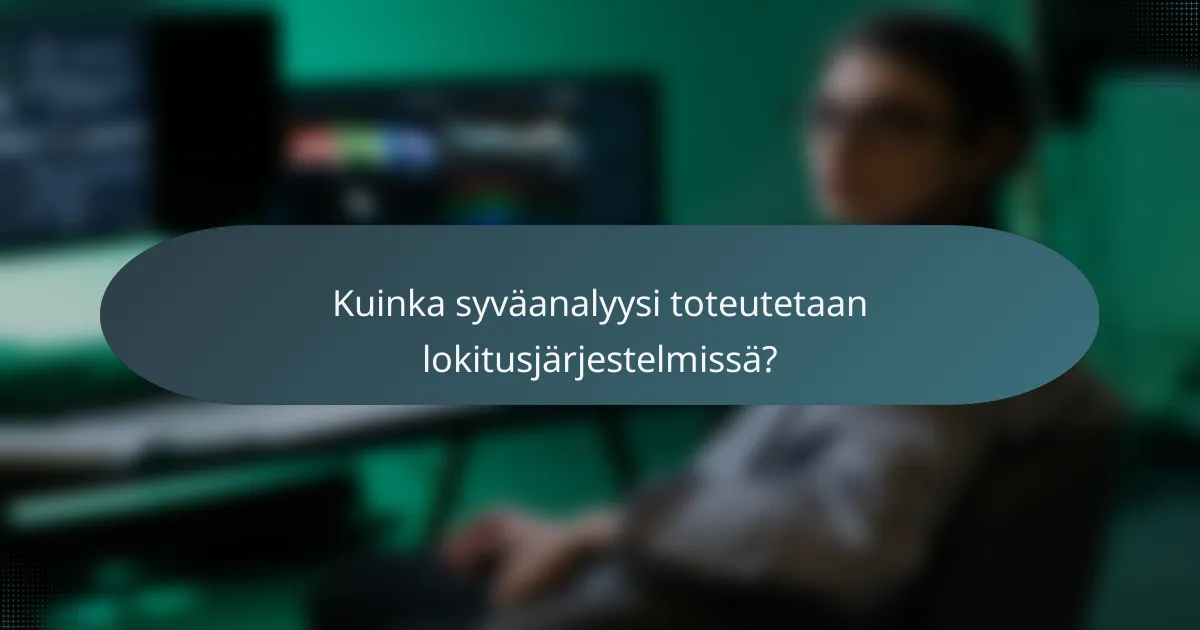 Kuinka syväanalyysi toteutetaan lokitusjärjestelmissä?