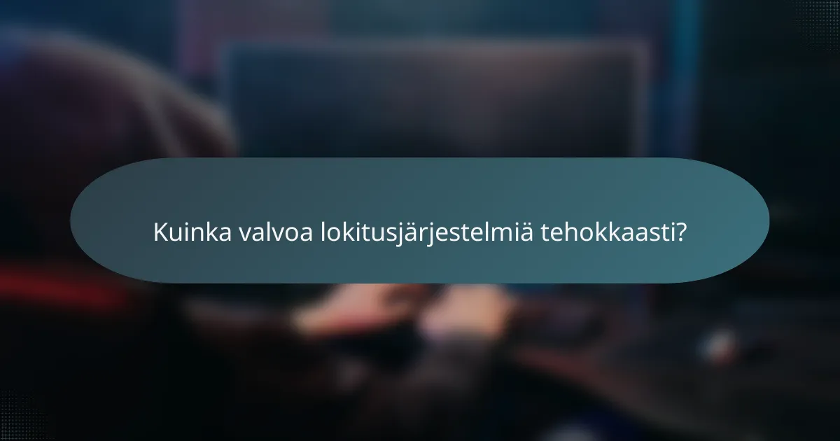 Kuinka valvoa lokitusjärjestelmiä tehokkaasti?