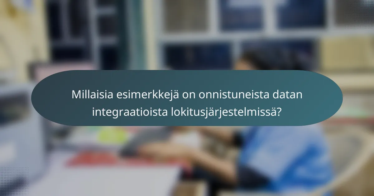 Millaisia esimerkkejä on onnistuneista datan integraatioista lokitusjärjestelmissä?