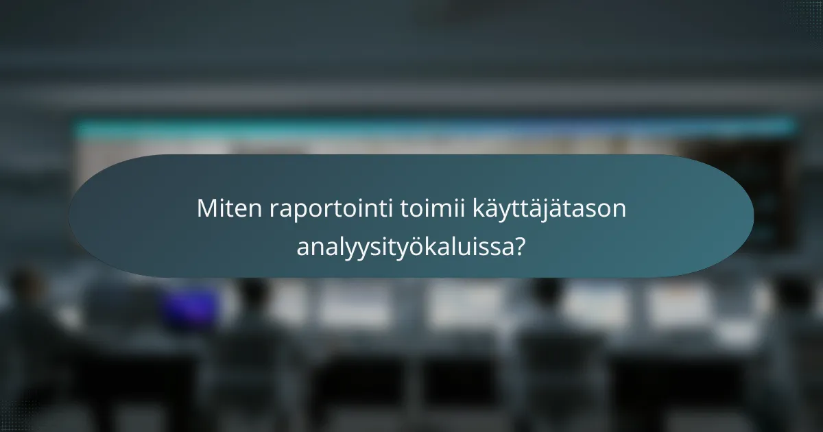 Miten raportointi toimii käyttäjätason analyysityökaluissa?