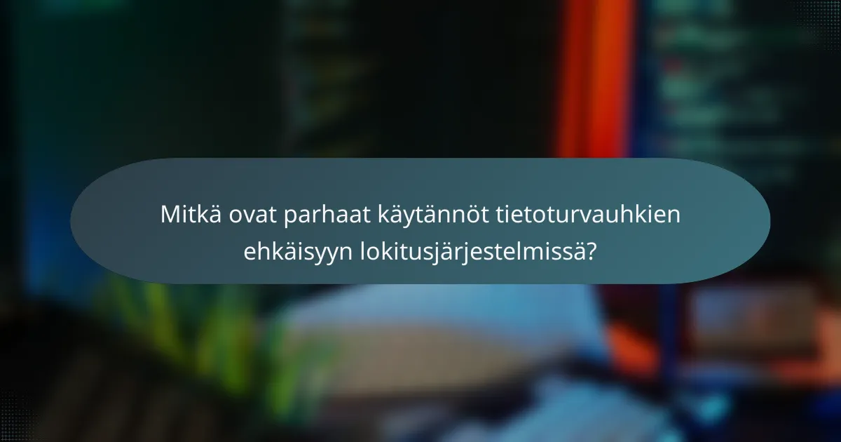 Mitkä ovat parhaat käytännöt tietoturvauhkien ehkäisyyn lokitusjärjestelmissä?